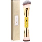 DUcare Makeup Brushes - Dual Head Makeup Foundation Brush Bronzing Brush | Double Ended Golden Makeup Brush with Soft and Den