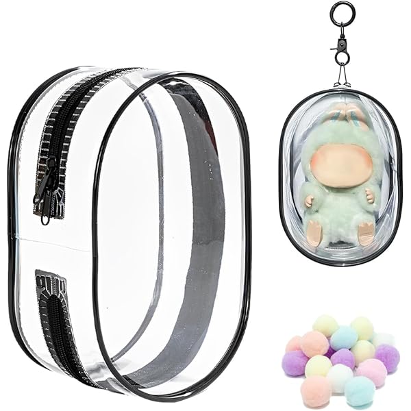 NHQZ Puppen Aufbewahrungstasche 10,5x5x19cm - Transparente Figuren Tasche Mit Schlüsselanhänger