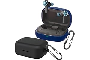 [2-pak] easyBee etui kompatybilne z Beoplay EX z 2 karabińczykami, płynny silikon, ultracienkie, odporne na uderzenia, etui ochronne na słuchawki Bluetooth – czarne i niebieskie