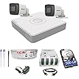 HIKVISION 4 Channel DVR with 5 MP 2 Bullet Cameras with Audio Recording + 500 GB HDD + (3+1) Cable roll + 4 CH Power Supply + USEWELL BNC & DC Full Combo Kit