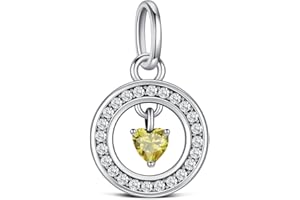 KEQ Birthstone Charms for Pandora Me Bracelet 925 Sterling Silver Simulated Birthstone Heart with CZ Charm Pendant Bracelet Necklace Jewelry Gifts