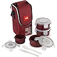 CELLO MF Click Polypropylene Lunch Box Set, 300ml, 4-Pieces, Brown