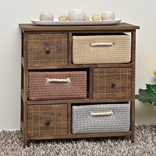 Landhaus Kommode Shabby Used Antik Schrank Regal mit Körben und Schubladen NEU - 8