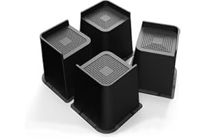 MXMZHXU Möbelerhöhung 15 cm, L-Form Betterhöhung, Heavy Duty Unterstützung bis 6000lbs, Übergroße Bett Lifts für Bett, Couches, Tische, Sofa, Schreibtische (Schwarz, 15cm-4Stück)