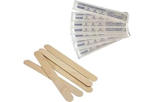 S & S PRODUCTS 50Pcs Tongue Depressors Sterile Non-Splinter Chemical Free Wooden 6-inch High-Grade Natural Birch Packed In Sterile Paper