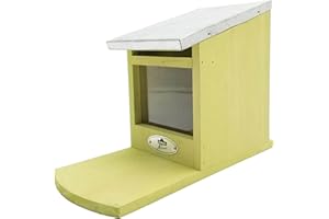 Dehner Natura Premium Eichhörnchen Futterhaus, Futterstation für Eichhörnchen, hängend, ca. 12.5 x 18.5 x 25 cm, aus FSC-zertifiziertem Kiefernholz / Plexiglas, hellgrün