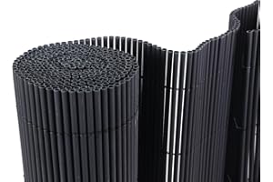 Mugar- Cañizo de PVC imitación a Mimbre de PVC de 1.600gr/m2- Mimbre Artificial- 5 MODELOS (Negro, 1x3 metros)