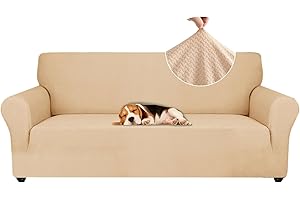 Ystyle Copridivano 3 Posti con Braccioli, Elasticizzato Copri Divano Antigraffio Gatto Cani, Universale Moderno Fodere Copridivani, Elastico Copripoltrona Antimacchia Antiscivolo, Beige Giallo