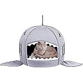 Aliangting Cat Bed Shark Cat Bed Pet Dog Cave Bed Small Cat Bed with Removable Cushion Lovely Pet House Gift for Pet(Grey）