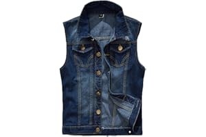DIANSHAOA Gilet Jeans Uomo Vintage Cappotto Jeans Senza Maniche Giacca Giubbotto Smanicato