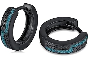 QHQPQ Black Hoop Earrings for Men 925 Sterling Silver Celtic Knot Huggie Earrings Viking Irish Jewellery Gifts for Women