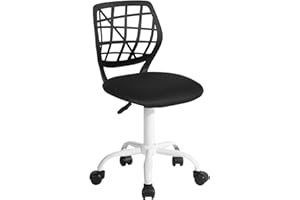 FurnitureR Sedia da ufficio da scrivania, regolabile in altezza, girevole, in tessuto, ergonomica, senza braccioli, colore nero, Set di 1