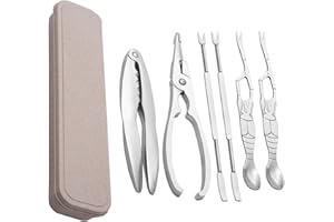 Jroyseter Tenedores y alicates 6 Juegos de Herramientas de Acero Inoxidable para Comer Cangrejo Langosta Herramientas para sacacorchos de mariscos con Caja de Almacenamiento