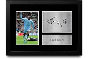 HWC Trading FR A4 Yaya Toure Manchester City Man City Cadeaux imprimés photo autographe signée pour les fans de football et les supporters - A4 Encadré