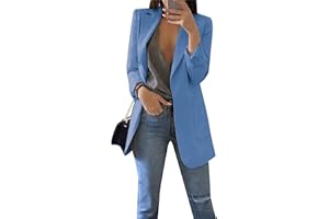 OMZIN Giacca da Donna da Donna Giacca Risvolto Abito Abito da Ufficio Manica Lunga Blazer Giacca da Lavoro da Lavoro d'Ufficio Frontale Aperto XS-4XL