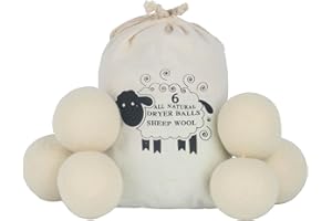 XIANGJUNLY 6 Pcs Wool Dryer Balls for Laundry,Wool Tumble Dryer Balls for Laundry，Reusable Natural Fabric Softener Drying Balls for Tumble Dryer Balls to Reduces Drying Time, 2.75 Inch