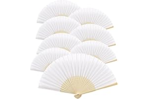 zfyanssee 20pcs Hand Held Folding Fan - White Chinese Wooden Paper Hand Folding Handheld Fan for Women, Bamboo and Wooden Hand Held Folding Fan for Wedding Party Dancing Home Decoration