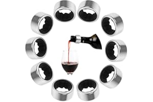 KSJEHW 10 Stücke Edelstahl Rotwein Tropf Stop, Stop Ring Weinflasche, Tropfring Edelstahlwein, Kann in Bars, Restaurants und Häusern Verwendet Werden