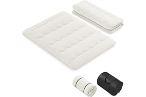 GIANTEX Materac podłogowy 140 x 200 cm, materac futon, japoński, mikrofibra, poliester, składany i przenośny, z torbą do noszenia i zdejmowaną poszewką, beżowy, średnio pluszowy