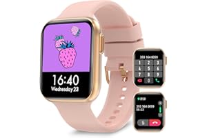 Bebinca Smartwatch damski i męski z funkcją telefonu, 1,7", tracker fitness z krokomierzem, SpO2, tętno, IP68, wodoszczelny zegarek sportowy do systemu Android iOS (różowe złoto)