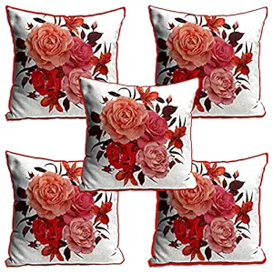 PINK SWAN Exclusive Jute Decorative Throw/Pillow Covers, Cushion Covers for Living Room, Bed Room, Sofa,Chairs Pack/Set of 5 (Multicolour, Size 12 x 12 Inches) Design No. 157