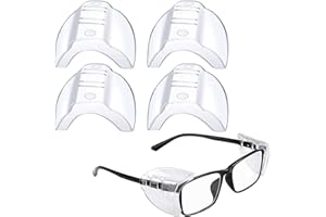 BNXF 2 Pairs Side Shields,Shields Slip on Clear Side Shields,Glasses Side Safety Protection,Safety Glasses Side Shields,Universal Side Shield Safety Glasses for Small to Medium Eyeglasses(Clear)