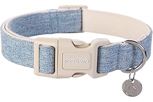DOGWONG Hundehalsbänder blau, Hanf Hundehalsbänder blau hundehalsband, Natürliche Weich Langlebig Halsband Hund Bequeme verstellbares Hundehalsband für kleine mittelgroße Hunde