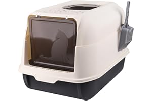 BELFOYER Bac à Litière Fermé, Couvercle Amovible, Anti-Fuite, Nettoyage Facile, Maison de Toilette, Plateau Amovible, Grande capacité, Filtre Qui réduit Les Mauvaises odeurs (noir3, 51 * 36 * 34)