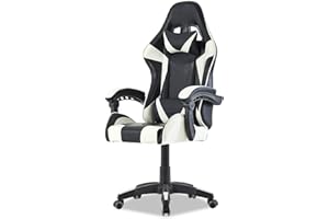 Walden Sedia da gaming, ergonomica, da ufficio, da gaming, schienale regolabile, sedia girevole da corsa, ufficio, computer, ergonomica, videogioco (bianco)