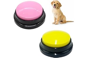 CERIOLL Buzzer Enregistrable Voix, Bouton Chien Communication, 2 Pièces Chien Entraînement Boutons, Buzzer Et Conversation Enregistrable, Jouets Interactifs Pour Chien, 30 Secondes D'enregistrement Vocal