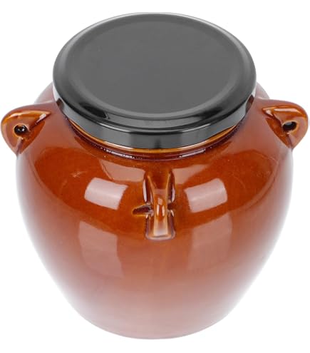 Pot à Choucroute 5L En Chêne Avec Couvercle Et Plaque De Pression - Récipient De Fermentation Pour Légumes