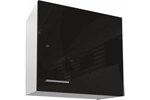 BERLIOZ CRÉATIONS Berlioz Creations PRIMA PG6HPN Hängeschrank für Küche, 1 Dekortür in glänzendem Schwarz, 60 x 33,3 x 55,4 cm, 100 Prozent französische Herstellung