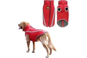 JODSEN Chaqueta de Invierno para Perros, Chaqueta Cálida para Perros Medianos y Grandes, Ropa Impermeable de Lana Reflectante para Cachorros, para Labradores, Bulldogs y Samoyedos (6XL/68cm, Rojo)
