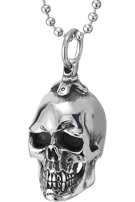 Collana Con Teschio In Acciaio Inossidabile, Ciondolo Con Angelo - Foto 2