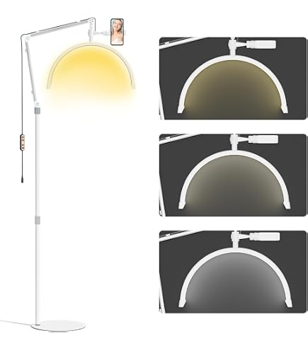 SMOCTAR Halve Maanlamp 28 Inch Voor Wimperverlenging - LED Vloerlamp Met Telefoonhouder