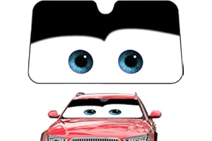 DJOWYH Auto Sonnenblende | Cartoon Augen Vorne Auto Windschutzscheibe, Windschutzscheibe Sonnenschutz Kommt Mit Aufbewahrungstasche, Für Bestimmte Limousinen, Va-ns & SUVs 130x70 cm