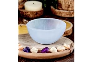 4All Cuenco redondo de limpieza de cristales de selenita, piedra de selenita, plato curativo espiritual súper natural, herramienta de meditación natural, hecha a mano, almacenamiento de joyas para