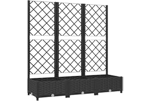 vidaXL Jardinera con Enrejado Macetero Soporte Caja Plantador Flores Plantas Jardín Patio Terraza Balcón Decoración PP Negro 120x40x121,5cm