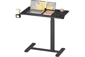 VASAGLE Höj- och Sänkbart Sidobord, Pneumatiskt Laptopbord med Dolda Hjul