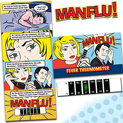 MAN FLU! Forehead Thermometer - Don't leave this killer undetected, with this NEW accurate Thermometer. A great comical gift for men that really works.