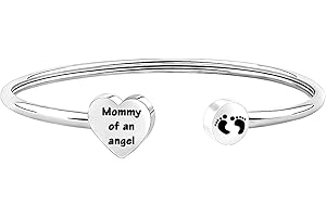 MYOSPARK Mommy Of An Angel Baby Feet Cuff Bangle Bracele Baby Memorial Jewelry Miscarriage Sympathy Gift For Infant Child Baby Loss Pregnancy Loss