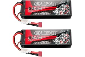 GOLDBAT 2S RC LiPo Battery 7.4V 60C 5200mAh Battery Hardcase Pack Avec Deans T-Plug Pour RC Car Evader RC Truggy Buggy RC Helicopter Evader BX Auto Truck RC Hobby (5200 2S60C-2packs)