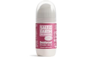 Desodorante natural en roll-on Salt Of the Earth - Fresa dulce - Recargable, vegano, protección duradera, aprobado por Leaping Bunny, fabricado en el Reino Unido - 75ml