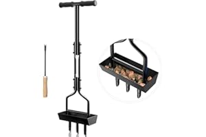 SUNEOWALY Rasenlüfter, Aerifizierer für Rasen Hohlspoon Rasenbelüfter mit Ablageschale 3 Kern Rasen Aerifizierer Hohlspoon Belüfter Hohlzinken für Verdichtete Böden und Rasen Hof Garten Schwarz