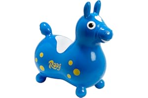 Cavallino Gonfiabile Rody Gymnic Originale - Giocattolo Cavalcabile Made in Italy - Stimola Equilibrio, Coordinazione, Motricità - Colore Blu