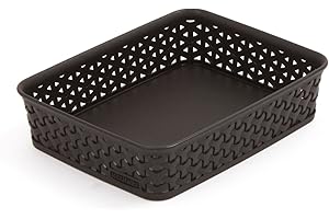 CURVER Panier de rangement A5 My Style - Pour Bureau, Entrée, Salon, Salle de Bain -25x20x6 cm - Chocolat