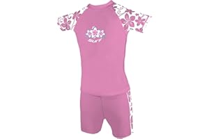 Kidz Swimmers Girls UV Sun Protection Rash Vest and Swim Shorts UPF 50+ Fuchsia Pink (3-4, 5-6, 7-8, 9-10, 11-12 & 13-14 Years)