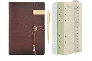 ‎WONDERPOOL Wonderpool Leder A6 Tagebuch Notizbuch Ringbuch mit Stift –Nachfüllbarer Ordner Schreibpapier Business Notizblöcken Vintage Einband für Büro Plan Reisen Organizer (a- Kaffee,A6)