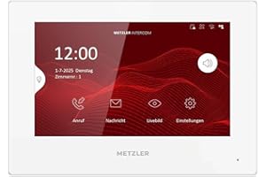 ‎METZLER Metzler® Video-Türsprechanlage mit 7 Zoll Touchscreen und LAN/PoE, Weiß – klare Livebild-Übertragung, App-Steuerung, Speicherfunktion, kompakt 200×140×25,1 mm, 10 Jahre Ersatzteilverfügbarkeit