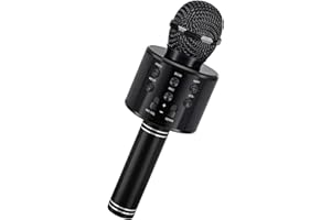 Bizcasa Microfono Karaoke Wireless,5 in 1 USB Portatile Bluetooth Microfono bambini,Regali per ragazze e ragazzi,Karaoke Microfono Compatibile per adulti e bambini Party KTV (nero)